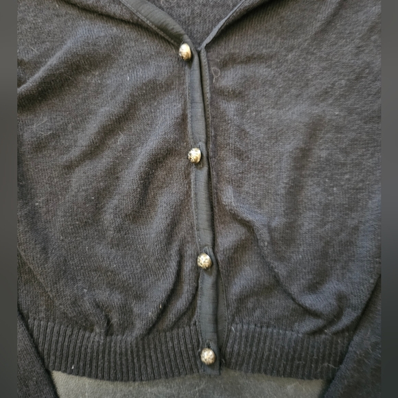 NWOT - Spring+Mercer Black Cotton Single Ply Cropped Sweater - Size L - Picture 2 of 9